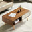 Boho Rectangle Coffee Table with Solid Wood Legs & Sliding Storage Drawer, Modern Living Room or Office Center Table-2106563066