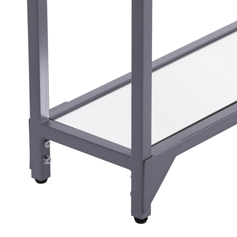 Console Charlie-Adam, Argent, 29" H x 56" W x 8" D, Clear