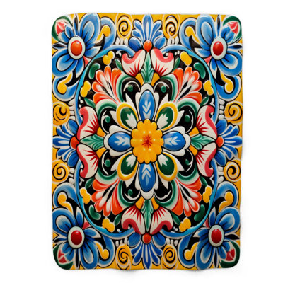 Mexican Earthen Art - 1 Piece Premium Sherpa Blanket