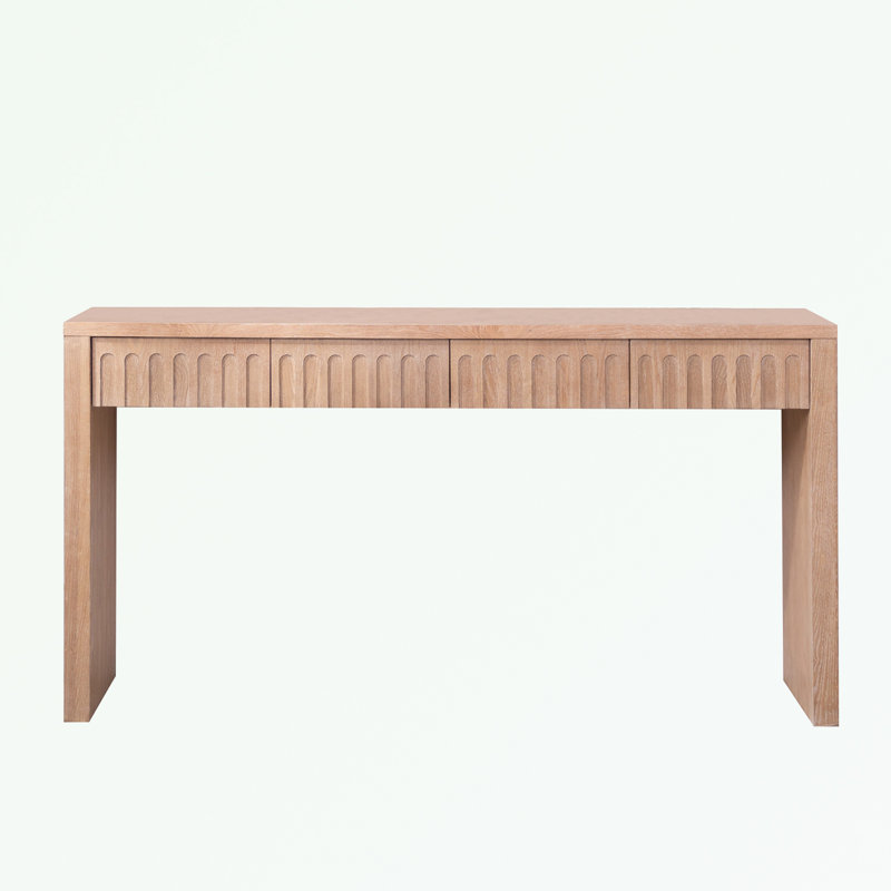 Console Table with 4 Drawers, Natural