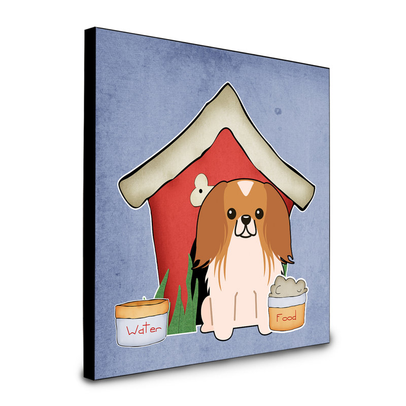 Panneau mural d’art collection dog house Scarvinia, Pékinois roux / blanc