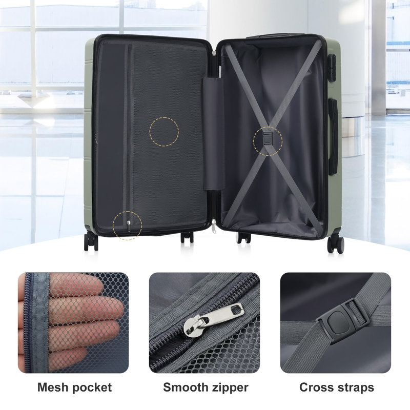 Ensemble de 6 valises, H 29,5 po x l 18,1 po x P 11 po, Bleu, vert et rose