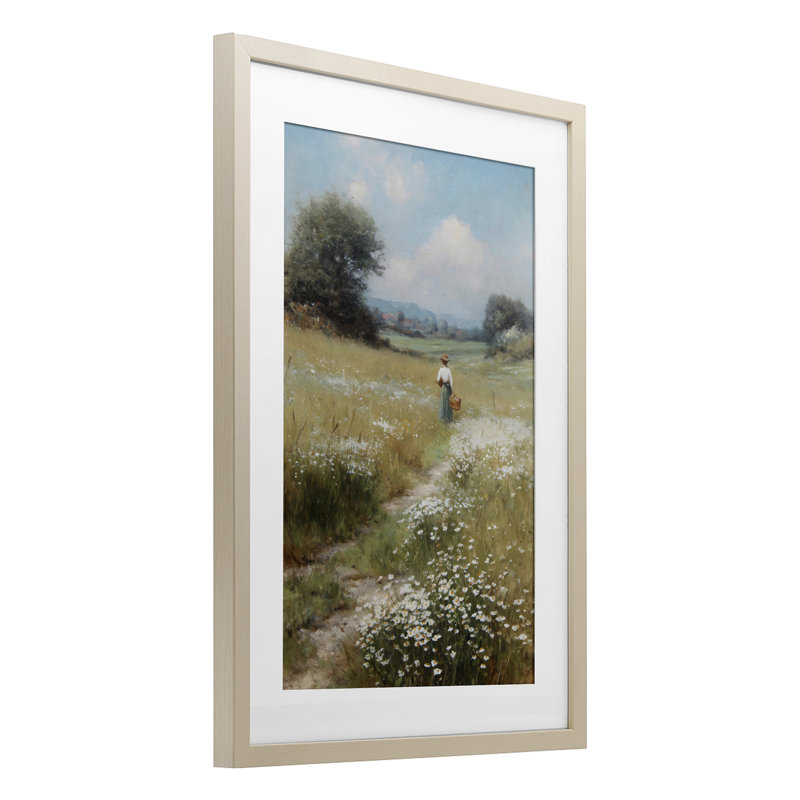 «Flower Gazing in Summer Meadow», reproduction sous verre encadrée, design par Petal Prints Design, 20 x 14