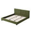 Très grande base de lit en velours, lit plateforme tapissier avec tête de lit capitonnée incurvée, coins carrés doux, vert olive
