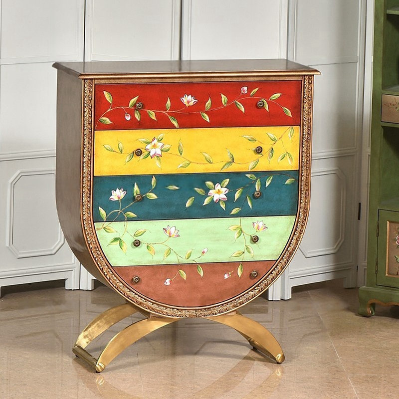 Hand-Painted 5-Drawer Accent Chest