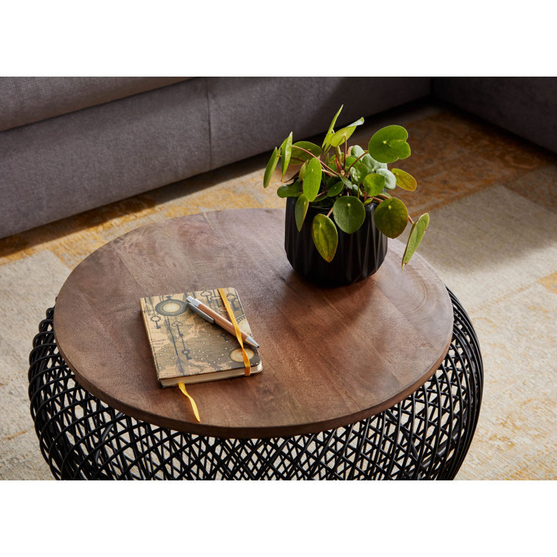 Borough Wharf Coffee Table Modern design coffee table Side table with wire basket in the living room, Black