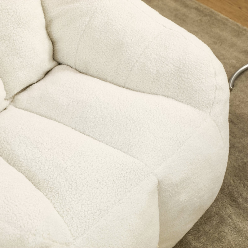 Fauteuil à billes Fluffy, Fausse fourrure blanche