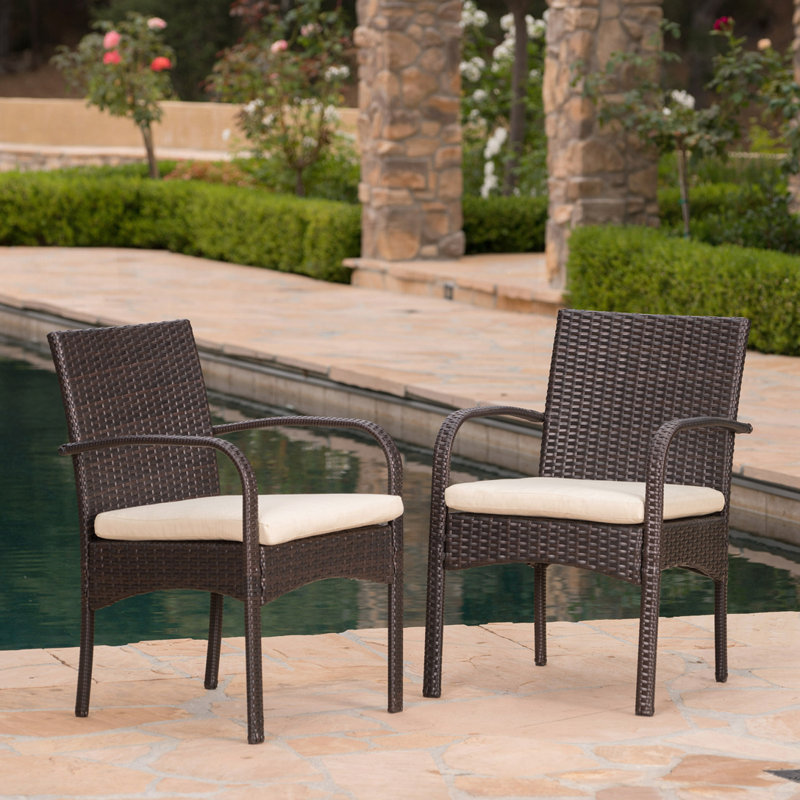 Outdoor Wicker Rattan Club Chair, Beige, Brown