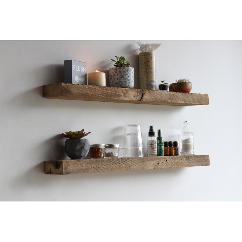 Joao 2 Piece Solid Wood Floating Shelf, 2" H x 30" W x 7" D, Natural
