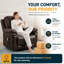  Ensemble de 2 fauteuils inclinables électriques à bascule pour adultes avec 3 vitesses, télécommande câblée, fauteuil inclinable électrique berçant en cuir, fonction minuterie berçante 5 à 15 minutes, pour le salon, brun-1145225441-1145225453