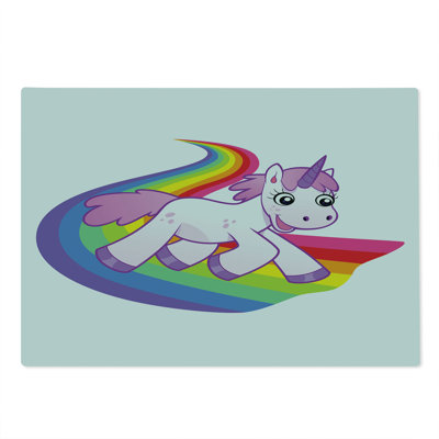 Ambesonne Unicorn Cutting Board Large Size Creature Rainbow White Lilac