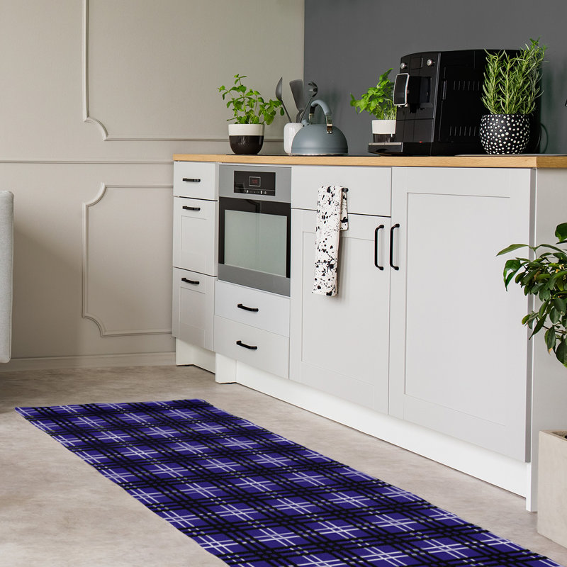 Tapis à carreaux mauve, Tapis de couloir 2 pi 6 po x 8 pi