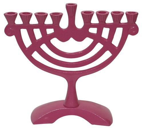 Menora de base incurvé en aluminium, H 6 po x l 6 po x P 2,5 po, Rose