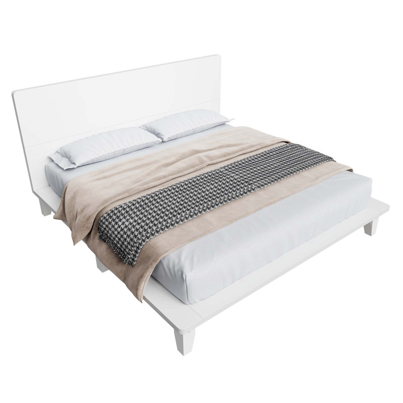 Base de lit plateforme moderne avec tête de lit et support à lattes de bois