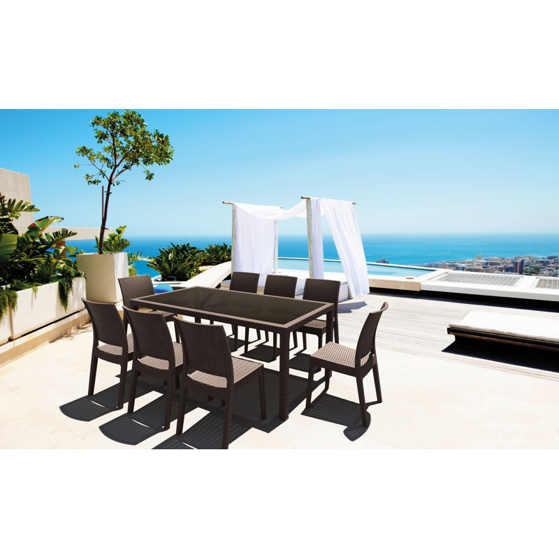 Tomosuke Stacking Patio Dining Side Chair, Brown