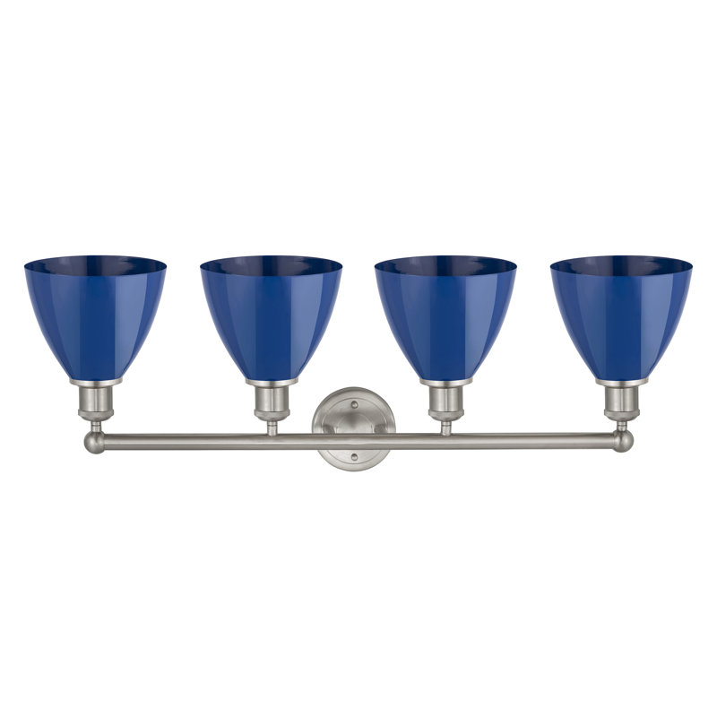 Éclairage pour meuble-lavabo à 4 lumières à intensité variable Amylee, Nickel satiné, Bleu