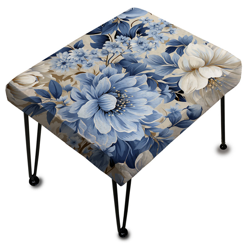 Motif floral bleu Vintage Whispers - Repose-pieds rectangulaire floral