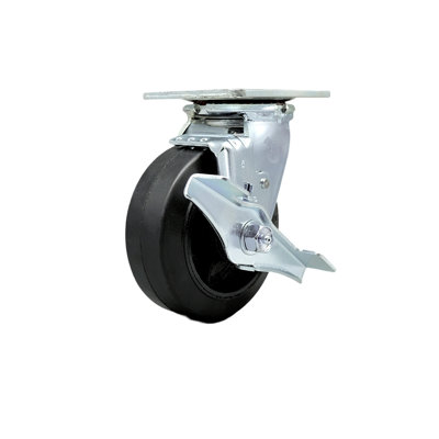 Rubber/Steel Caster with Roller Bearing and Brake