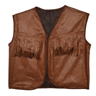 Gilet en faux cuir brun avec frange