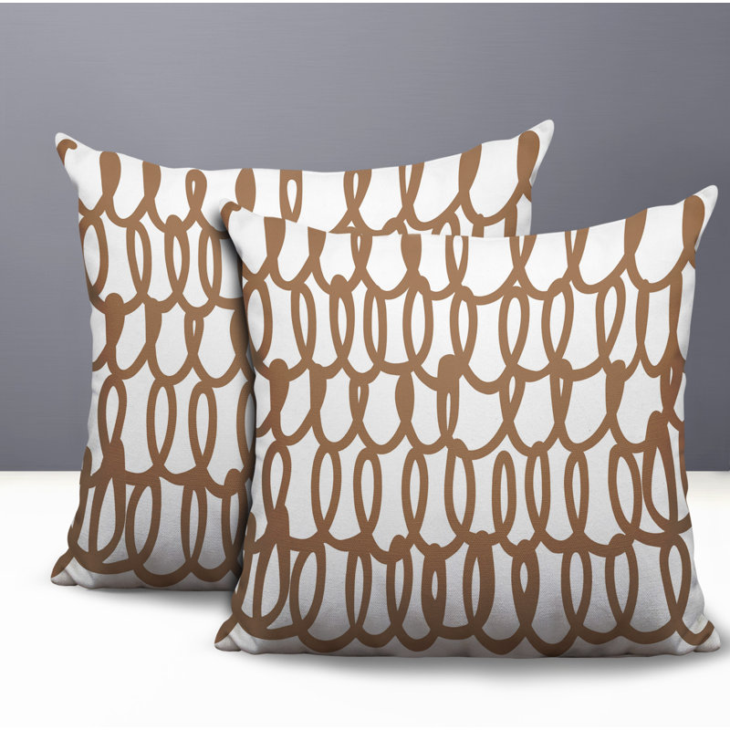 Ensemble de 2 coussins réversibles intérieur / extérieur Iva Scribbles, 16 x 16, Beige