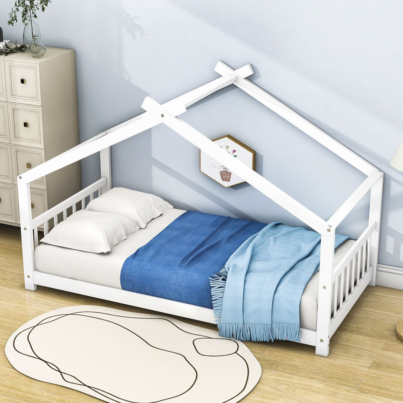 Lit plateforme Bunche, Blanc, Simple