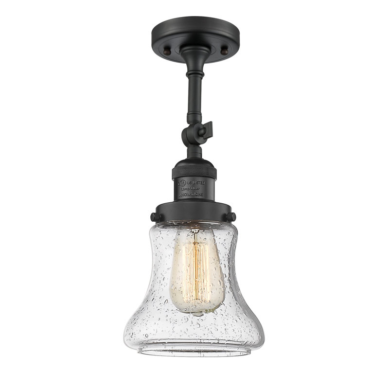 Edda Glass Semi Flush Mount, No Bulb Included, Seedy, Matte Black