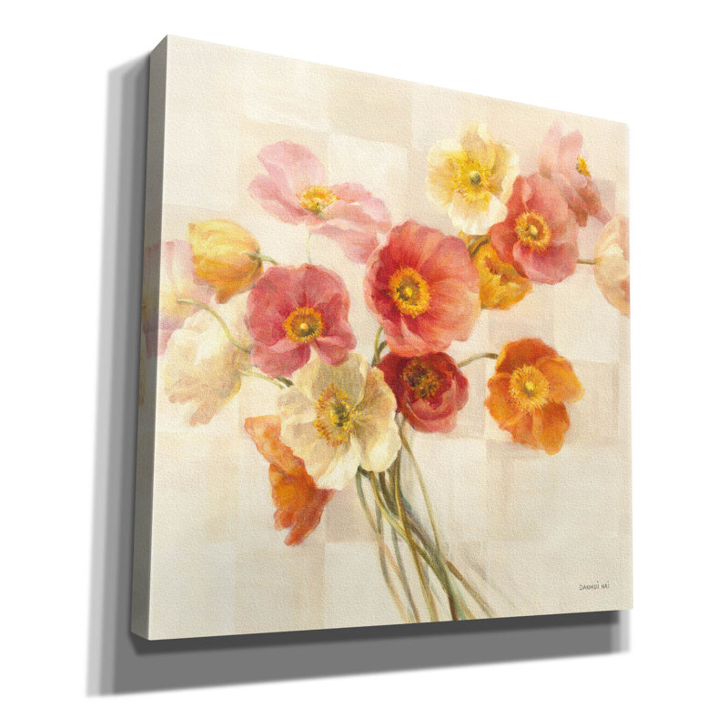  «Poppies Delight 1» par Danhui Nai, art mural sur toile, H 12 po x l 12 po