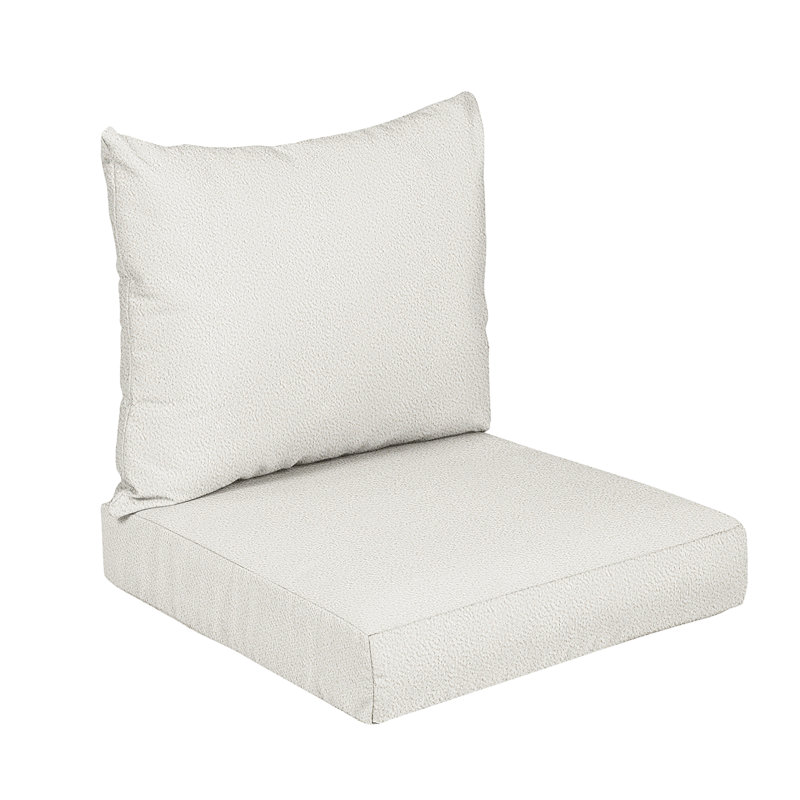 Indoor/Outdoor Seat/Back Lounge Chair Cushion, Ivory, 23 in W x 25 in D x 5 in H