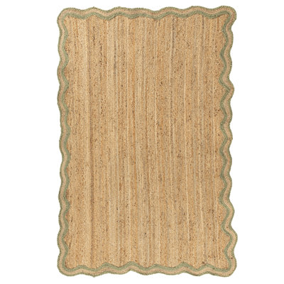 Tapis vert sauge tressé à la main Ayanne avec envers antidérapant Ayanne