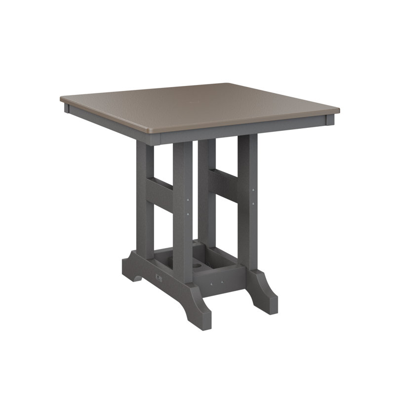 Table de salle à manger à hauteur de comptoir 33 po Berlin, Bronze martelé, Gris fumée, H 35,5 po x l 33 po x P 33 po