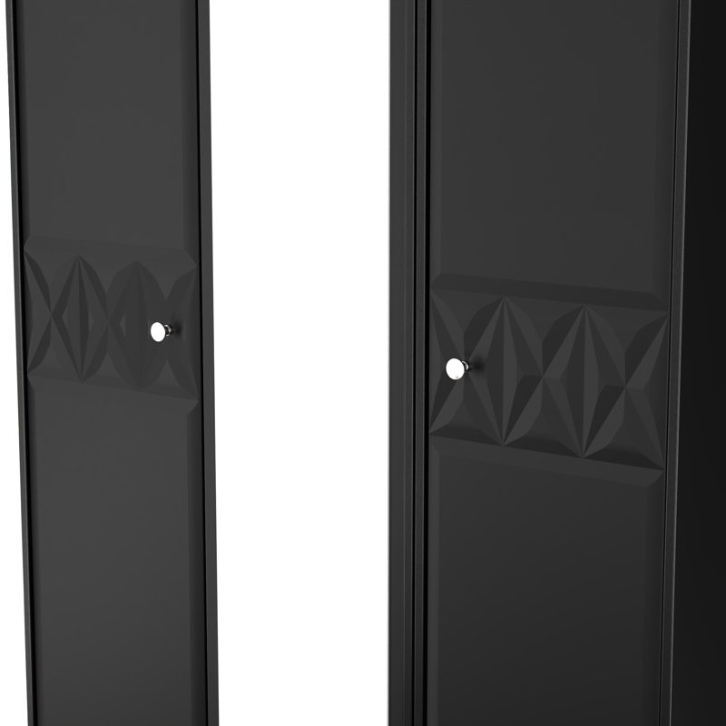 Ceinwen Manufactured Wood Wardrobe, Deep Black/Black Matt