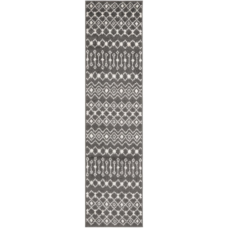 Tapis gris foncé en polypropylène tissé à la machine Briehn, Tapis de couloir 2 pi x 8 pi
