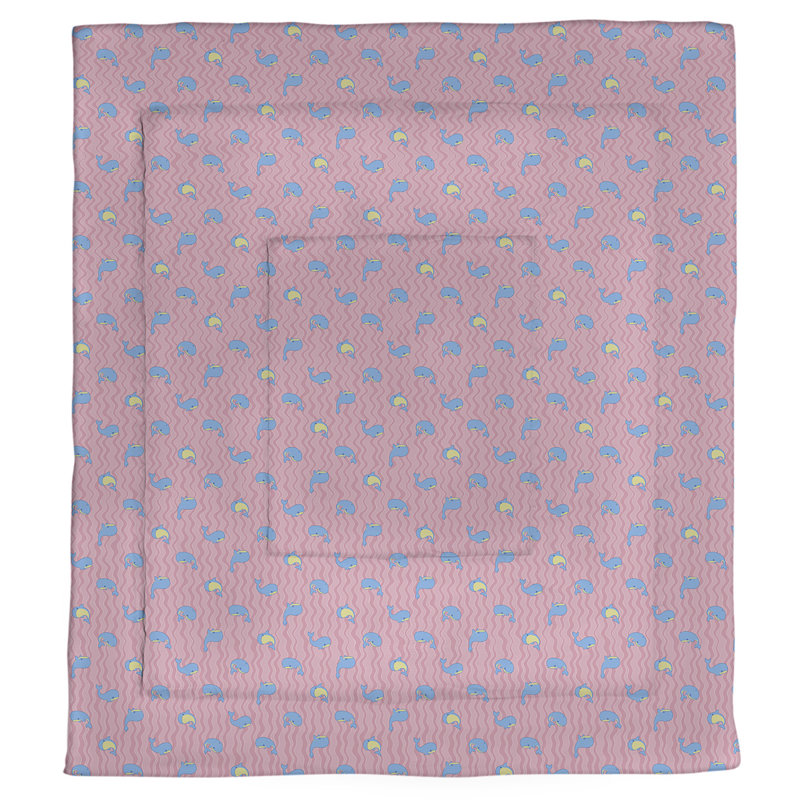 Un simple confort réversible à motif baleines Mathias, Édredon simple, Rose / Bleu
