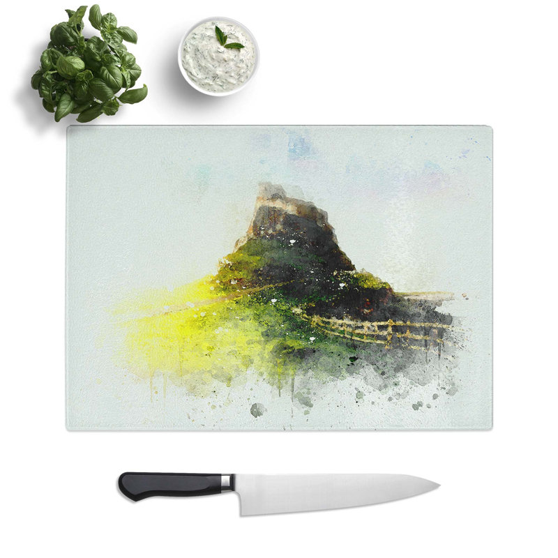 Glass Holy Island Lindisfarne in Abstract Chopping Board, 39 cm W x 28.5 cm L