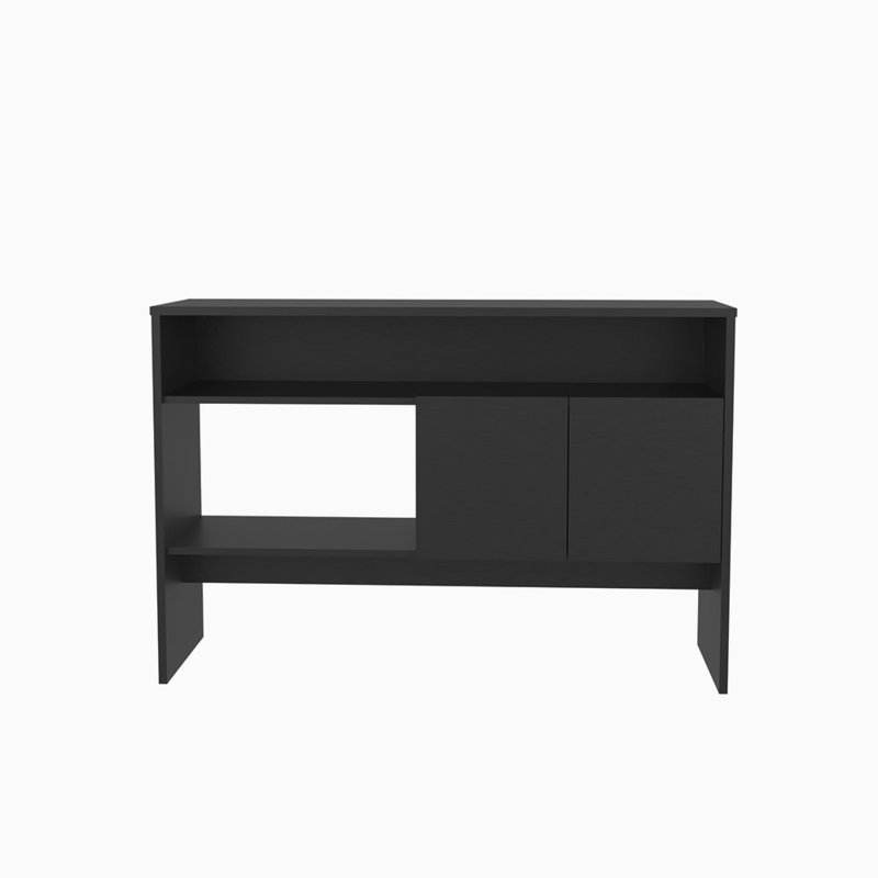 Console Table with Double-Door Cabinet, Black