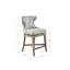 Élégante chaise de comptoir avec revêtement, pieds en bois massif, gris, siège rembourré avec tabouret à poids limité de 300 lb, siège d'une hauteur de 25,25 po-285359532