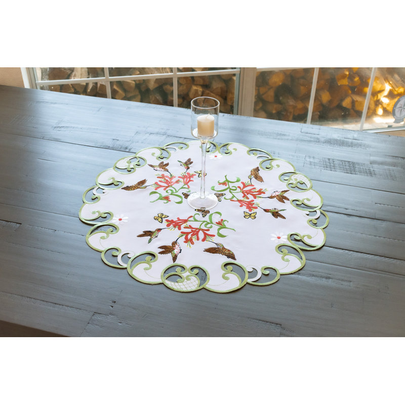 Decorative Round Table Topper With Hummingbirds (23" Round)