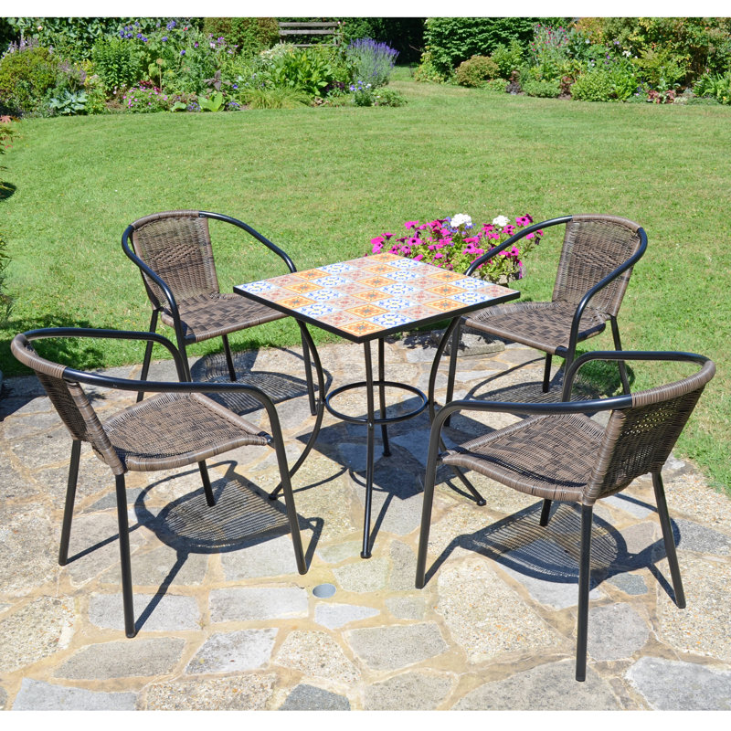 Amoriana 4 - Person Premium All-Weather Wicker Patio Dining Set with Square Table