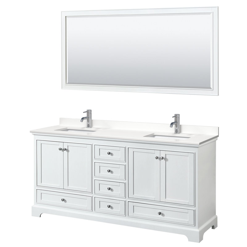 Deborah 72'' Double Bathroom Vanity with Quartz Top