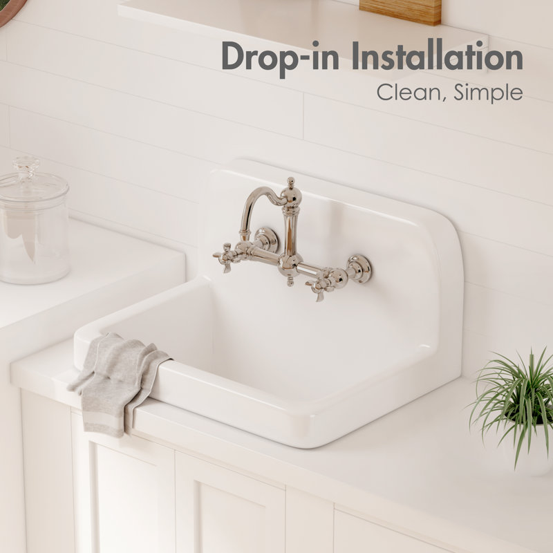 Mason 21" Farmhouse Laundry Sink, Vitreous China Wall-Mount Utility Sink