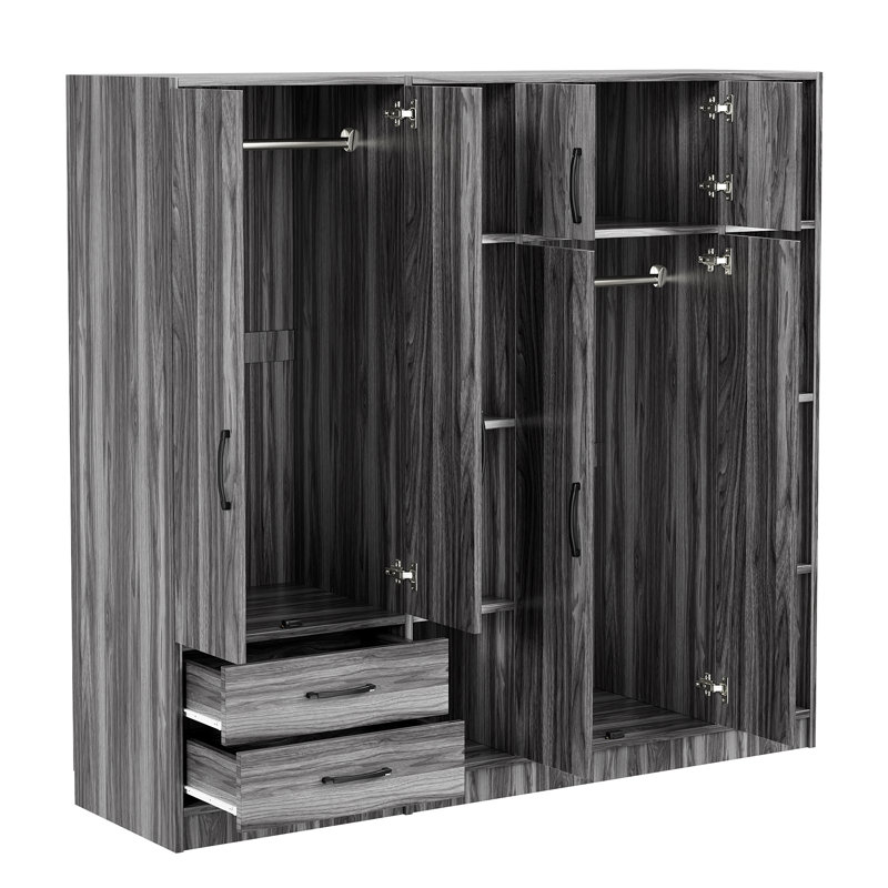 Armoire 6 portes avec 8 tablettes ouvertes, Grey