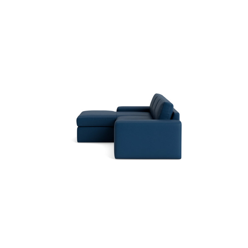 The OG Leather Chaise Sectional, Bison Deep Blue Top Grain Leather, Left Hand Facing