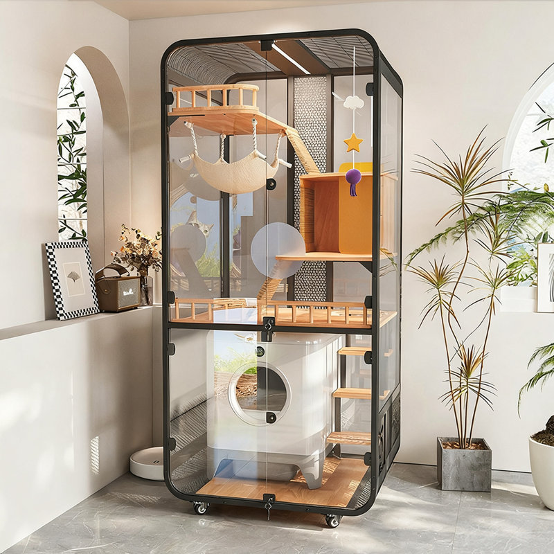 Cat House with Remote-Controlled Light Strip, Compatible with Automatic Litter Boxes