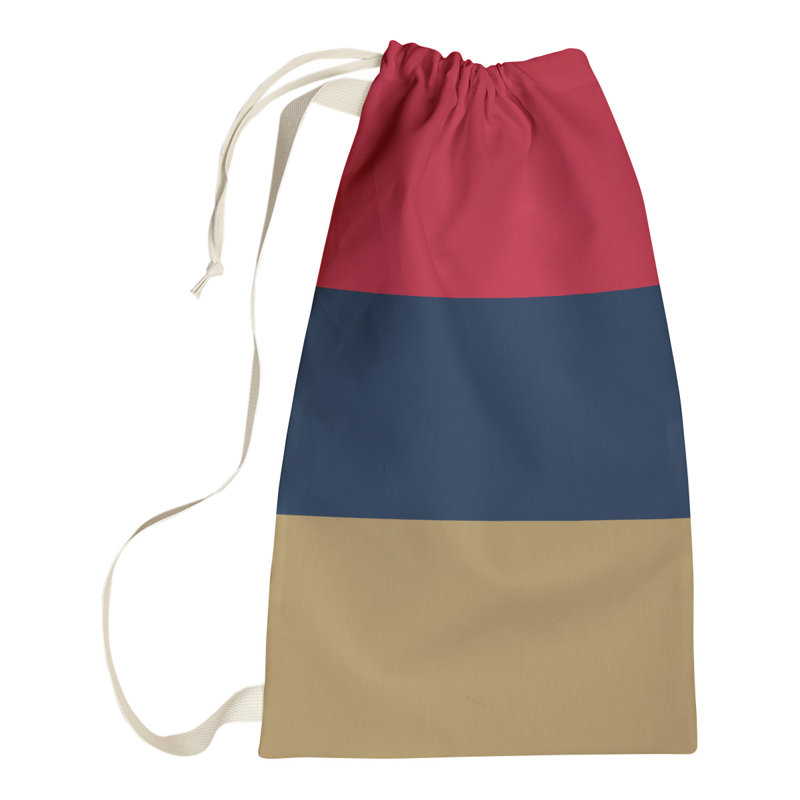 Fabric Laundry Bag with Handles, 29" H x 18" W x 1.5" D, Red/Blue/Flat Gold