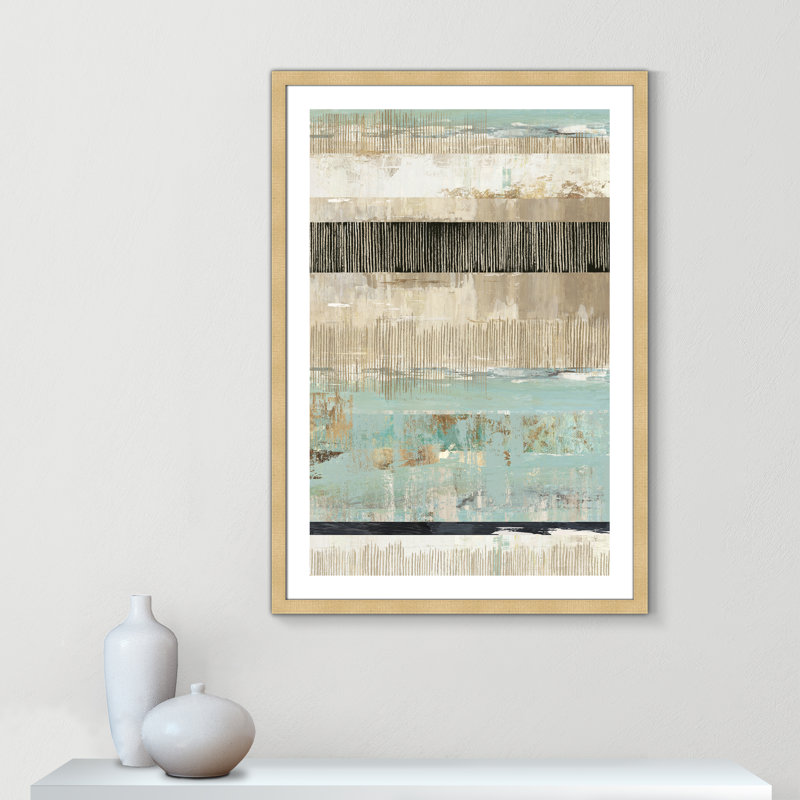 Celadon Dreams - Art encadré autoportant par Tom Reeves, Encadrement brun, H 15,5 po x l 32 po x P 2 po