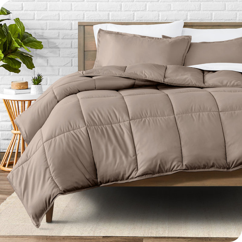 Ensemble d'édredon ultra-doux toutes saisons, Gris clair, Édredon double + 2 taies décoratives standards