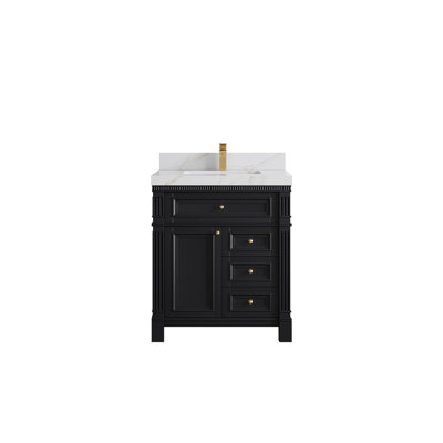 Paris 30 In. W X 22 In. D Single Sink Bathroom Vanity In Black With 2 In.