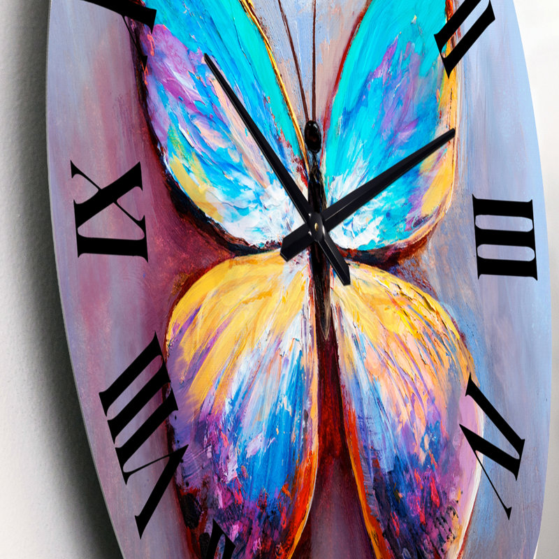 Portrait de papillon en multicolore V - horloge murale moderne, Petit