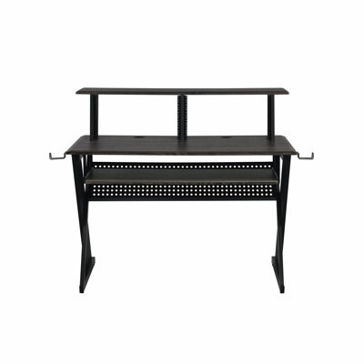 Bureau de musique noir avec plateau à clavier