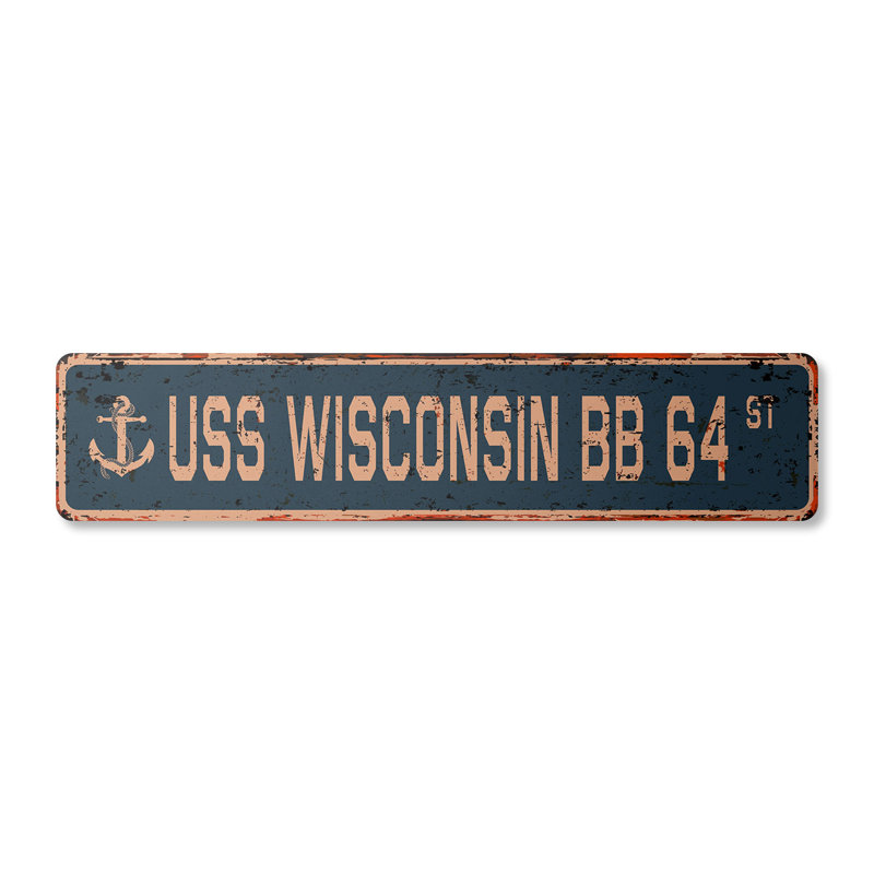 Plaque de rue en plastique robuste Wisconsin Bb 64 4 po x 18 po, Bleu / blanc